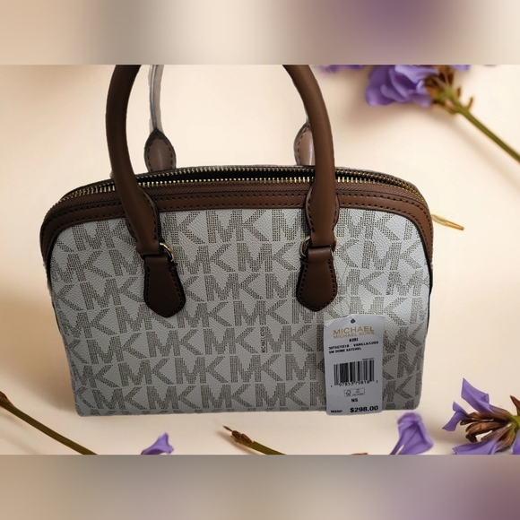 Michael Kors Monogram White and Brown Crossbody Bag - Picture 2 of 6